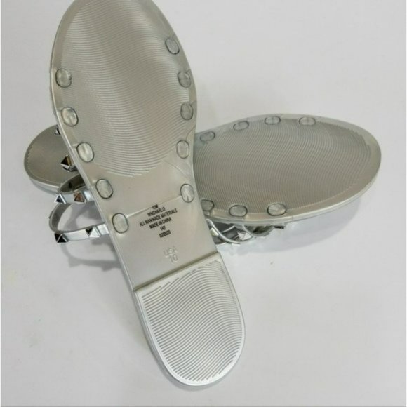 Nine West Charli Flat Jelly Slide Sandals Silver Gray -10 - Picture 7 of 8